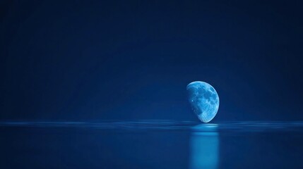 Wall Mural - a blue moon reflected on the water's surface