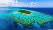 © Off - Secluded island paradise coral reef aerial view tropical ocean serenity and adventure