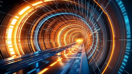 Wall Mural - Futuristic Light Tunnel with Bright Rays and Motion Blur Effects