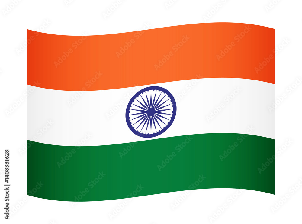 India wavy flag illustration. Waving flag of India transparation png