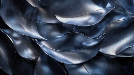 Fototapete - Intricate patterns of metallic leaves shimmering in twilight, showcasing the beauty of nature and art in a captivating, abstract arrangement