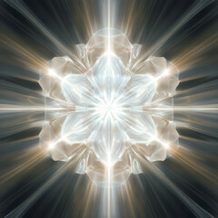 Wall Mural - Sacred geometry unfolds in radiant light amidst a cosmic void filled with endless stars