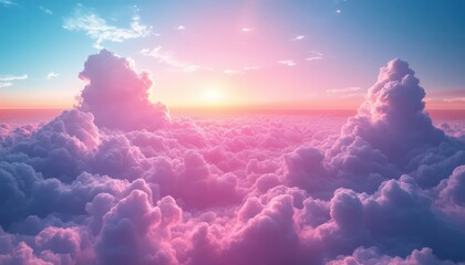 Aufkleber - Majestic clouds illuminated by the soft hues of sunrise over a vast sky, capturing the tranquility of a new day