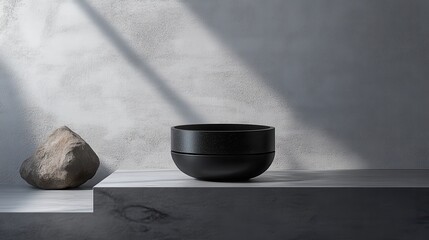 Aufkleber - Interior still life featuring a neutral color palette with natural elements, arranged for a calming spa-like atmosphere in bright daylight