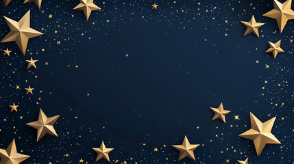 Wall Mural - Navy blue celestial backdrop with gold stars, dark edges, cosmic,glitter effect. Stellar Pattern. Illustration