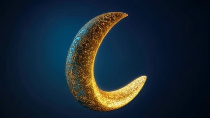 Wall Mural - a gold crescent moon is floating in the sky. the moon is surrounded by a lot of gold and it looks li