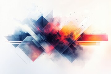 Poster - Colorful abstract city skyline representation showcasing vibrant hues and geometric shapes creating a dynamic urban atmosphere at twilight