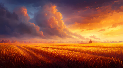 Wall Mural - golden harvested hour