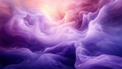 Poster - Delicate purple fabric flowing gracefully in a soft and calming abstract display of colors and textures in a serene environment