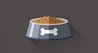 © Lari Rabello - Flat vector icon of a dog bowl with bone design, visible kibble inside and clean side shadow.