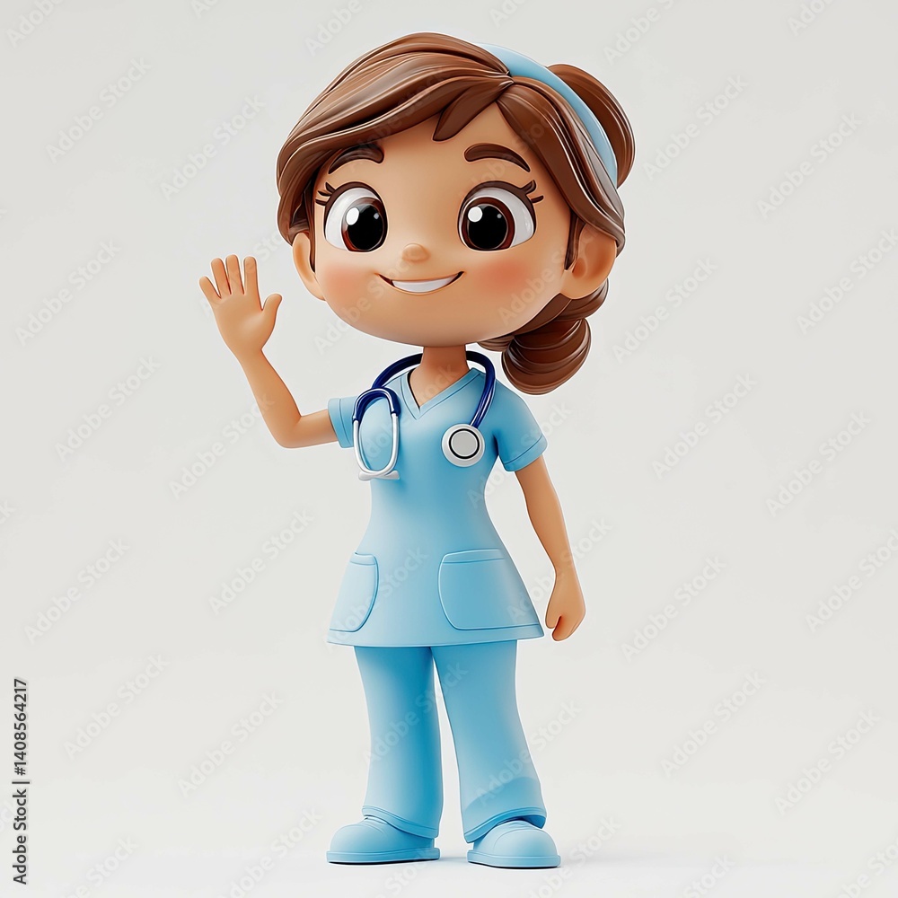 Adorable 3D Cartoon Nurse: A Cute and Friendly Healthcare Character Stock  Illustration | Adobe Stock, image size:1000x1000