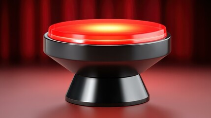 Wall Mural - a sleek black round pedestal stage, lit with vibrant red light, perfect for product displays and cap