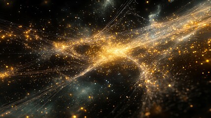 golden cosmic streams flow, nebula background, abstract art, website banner