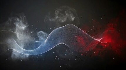 Dynamic particle mesh flowing with nebulae color gradients background