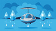 © Justlight - The raindrops bounce off the smooth surfaces of the air taxis giving them a futuristic and almost invincible appearance.. Vector illustration