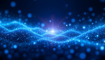 Wall Mural - blue digital particles glowing background for technology and innovation design