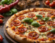 © Regile - Tomato Pizza with Basil Leaves Delicious Italian Cuisine