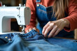 © MRSUTIN - Sewing and repairing denim clothing home workshop crafting tutorial cozy environment