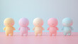 © YoursTrulyPhotos - 3D icon in pastel multicolors, representing teamwork or human resources, with abstract figures or shapes symbolizing interconnected collaboration, modern and dynamic