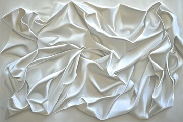 Wall Mural - elegant white fabric texture with intricate drapery and patterns