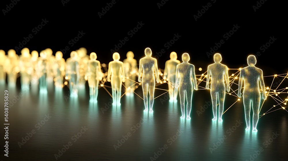 Virtual space 3d visualization of digital connections and human ...