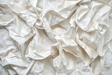 Wall Mural - wrinkled white paper texture with organic creases and shadows