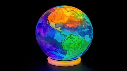 Wall Mural - a brightly colored illuminated globe representing the earth on dark background
