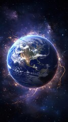 Wall Mural - the stunning earth depicted in a beautiful starry atmosphere
