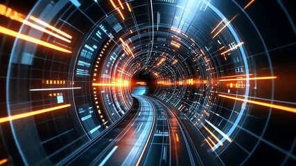 Wall Mural - Futuristic Light Tunnel with Vibrant Colors and Dynamic Motion Effects