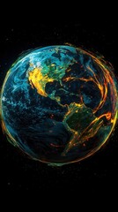 Wall Mural - a digital artistic rendering of planet earth in space