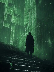 matrix, digital city, steps, character