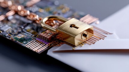 Aufkleber - A gold key is on top of a piece of electronic equipment