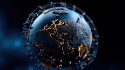 Aufkleber - A globe with a network of wires surrounding it
