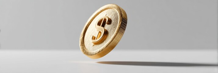 Leinwandbilder - Minimalist Gold Dollar Coin Floating High-Fidelity Financial Visualization for Digital Marketing, Fintech Branding, and Economic Storytelling