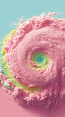 Fototapete - Surreal Climate Visualization Pastel Typhoon Digital Art Revealing Global Weather Patterns with Hyper-Realistic Aesthetic