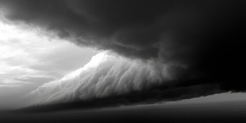 Fototapete - Climate Crisis Visual Dramatic Monochromatic Storm Front Imagery - Atmospheric Science Communication for Next-Gen Weather Forecasting and Environmental Awareness