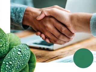 Leinwandbilder - Inclusive Green Finance Multicultural Professionals Sealing Sustainable Partnership with Empowering Handshake in Modern Eco-Conscious Workspace