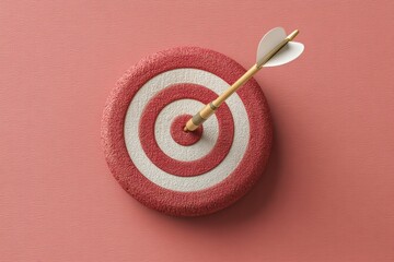 Poster - Precision Performance Minimalist Bullseye Arrow Target in Soft Coral - Strategic Success Visualization for Modern Business Goal Achievement