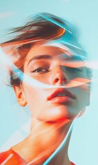 Aufkleber - Immersive AR Aesthetics Gen Z Digital Identity Exploration through Blurred Motion Portraiture - Futuristic Personal Branding and Creative Technology Visualization