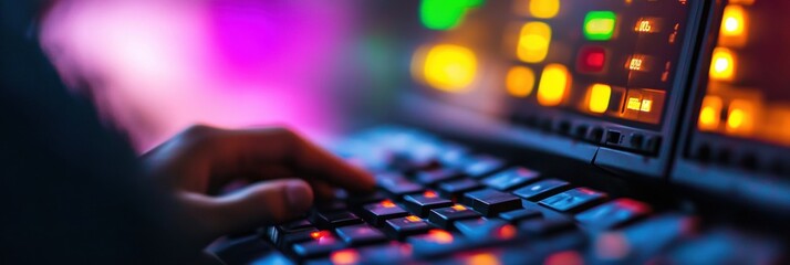 Fototapete - Cybersecurity Immersion Next-Gen Digital Control Interface with AI-Enhanced Chromatic UX Design - Futuristic Workflow Optimization for Tech Innovators