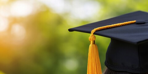 Leinwandbilder - Empowering Gen Z Futures Minimalist Graduation Cap with Golden Tassel - Symbolic Academic Achievement and Career Transformation in High-Definition Inspirational Imagery