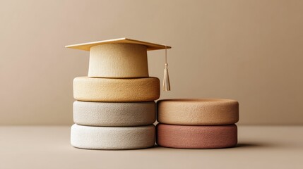 Poster - Minimalist Financial Empowerment Gradient Stacked Coins with Graduation Cap - Next-Gen Educational Investment Strategy for Gen Z and Millennial Learners