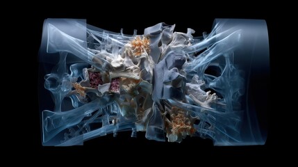 Poster - A blue and white image of a strange, alien-like creature with a long, thin body