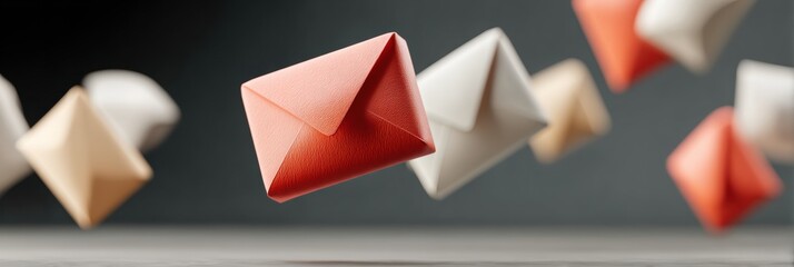 Aufkleber - Dynamic Digital Communication Flow Minimalist Email Envelopes in Motion - Next-Gen Marketing Visualization for Innovative Network Transmission