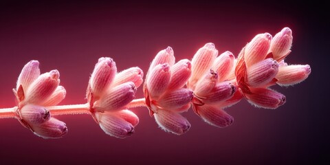 Poster - Botanical Macro Serenity Ethereal Pink Flower Stem Revealing Delicate Organic Texture for Wellness Branding and Mindful Design Aesthetics
