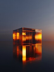 Leinwandbilder - Luminous Architectural Metaverse Translucent Cubic Immersion in Futuristic Smart Design - Digital Innovation Meets Sustainable Urban Visualization