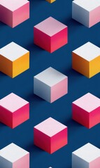 Poster - Geometric Metaverse Wallpaper Isometric Dimensional Cubes for Digital Branding - Trendsetting AR-Ready Abstract Design for Tech Innovators
