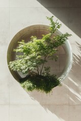 Poster - Circular Biophilic Design Miniature Living Green Ecosystem Integrated into Minimalist Urban Architecture - Sustainable Innovation in Interior Spatial Harmony