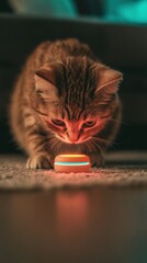 Poster - Smart Pet Tech Revolution Interactive AI-Powered Robotic Toy Engages Feline Intelligence in Minimalist Home Environment - Next-Gen Pet Enrichment Experience