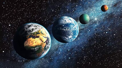 Wall Mural - rendered visualization of planets in the multiverse energetica displaying cosmic beauty, 3d rendered